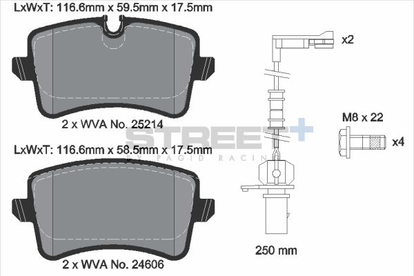 PAGID Racing STREET+ AUDI A8 D4 (4H2, 4H8, 4HC, 4HL) Brake Pads - T8114SP2001 Rear