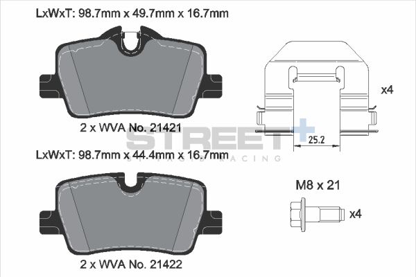 PAGID Racing STREET+ BMW 2 Coupe (G42, G87) Brake Pads - T8266SP2001 Rear