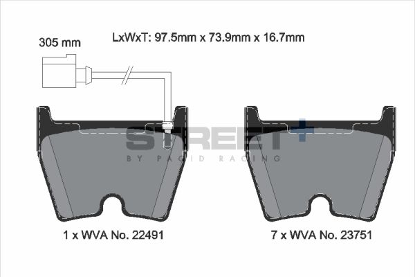 PAGID Racing STREET+ AUDI A3 Limousine (8VS, 8VM) Brake Pads - T8306SP2001 Front