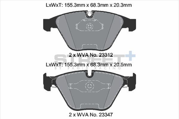 PAGID Racing STREET+ BMW 1 Coupe (E82) Brake Pads - T8023SP2001 Front
