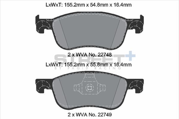 PAGID Racing STREET+ FORD FIESTA VII (HJ, HF) Brake Pads - T8234SP2001 Front