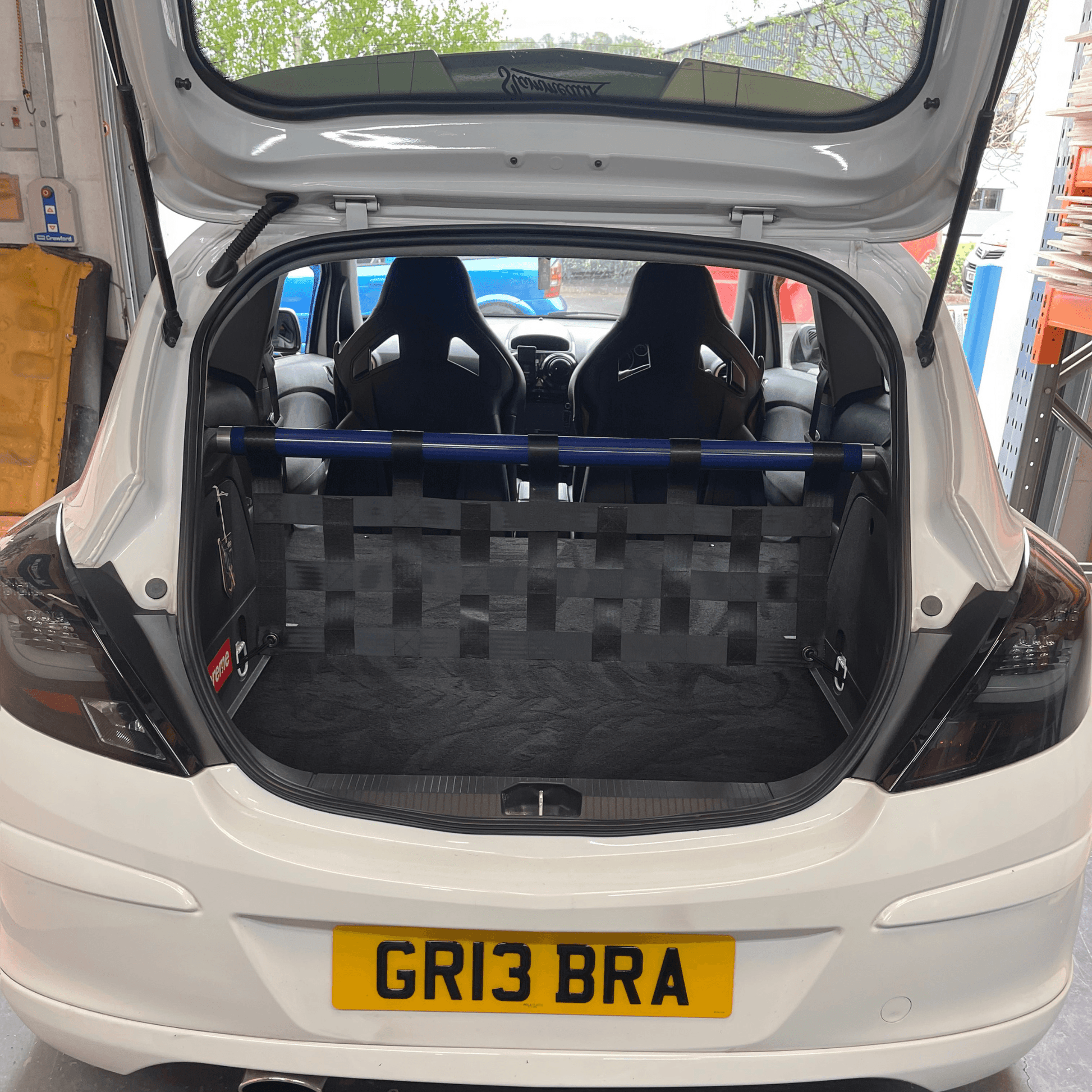Vauxhall Corsa D Strut bar and Cargo net cargo-nets.co.uk