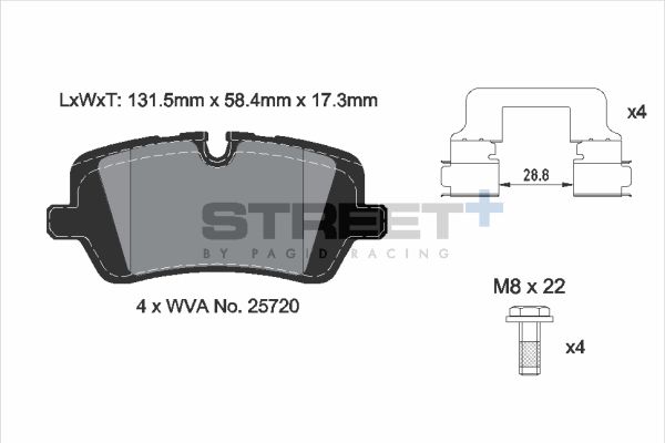 PAGID Racing STREET+ LAND ROVER DEFENDER Station Wagon (L663) Brake Pads - T8123SP2001 Rear