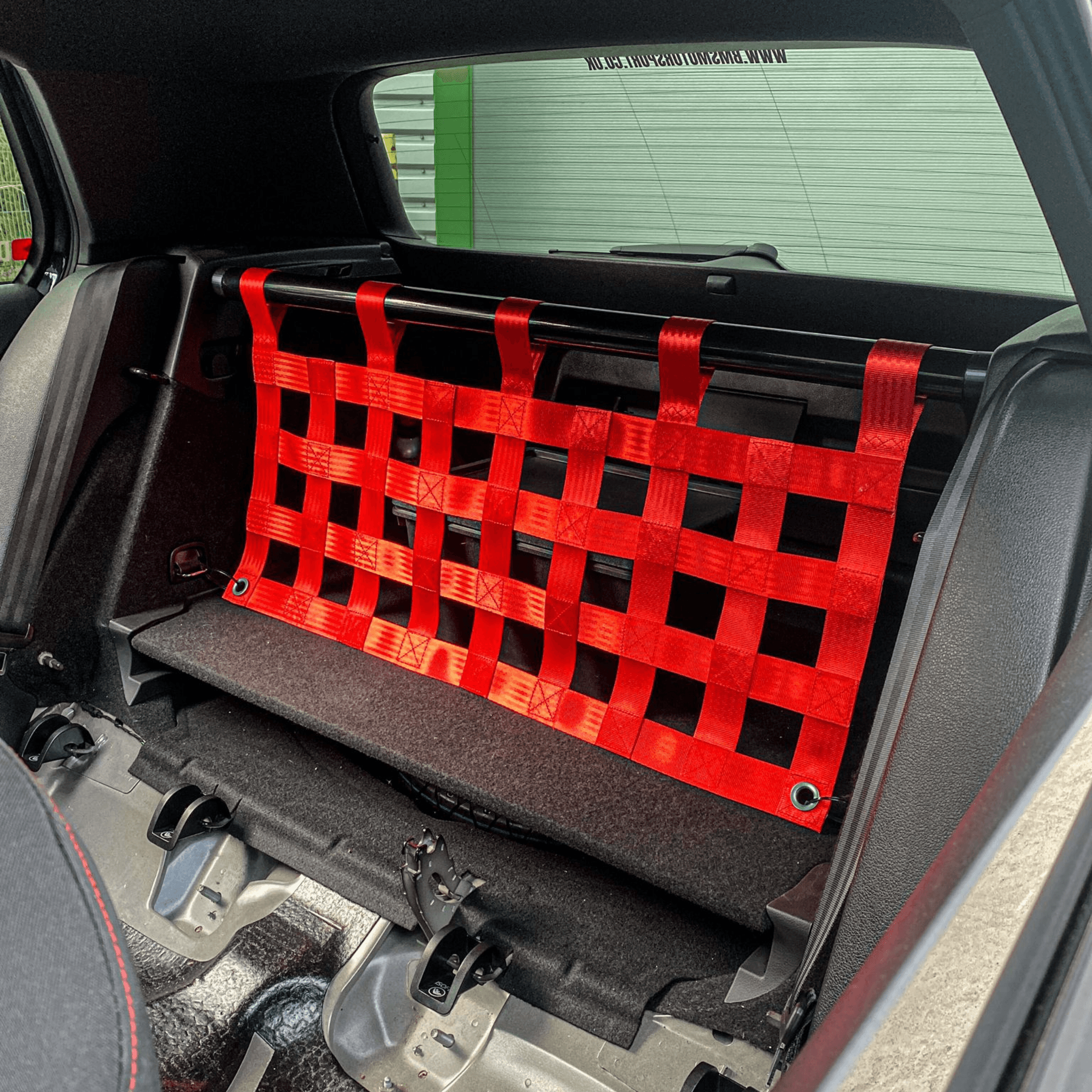 VW Golf Mk8 R GTI Strut bar and Cargo net cargo-nets.co.uk