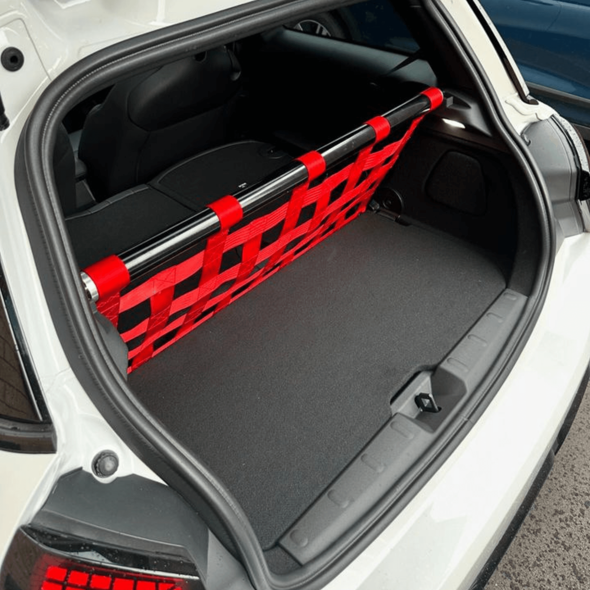 Mini Cooper S F65 F66 Strut bar and Cargo net cargo-nets.co.uk