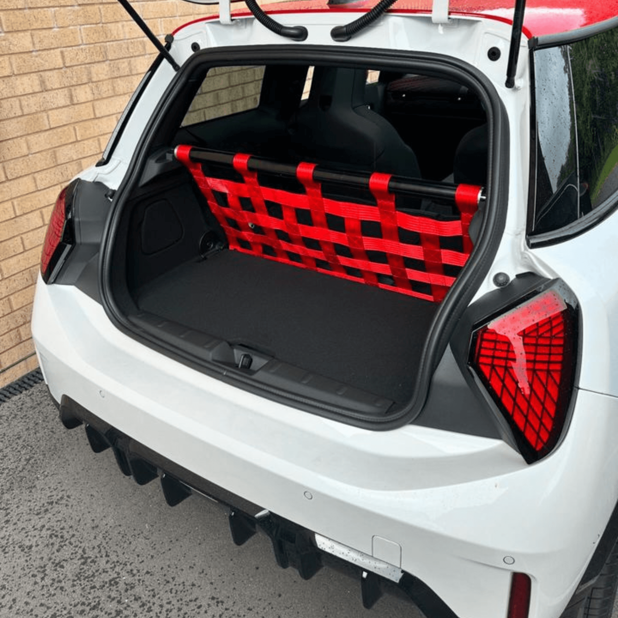 Mini Cooper S F65 F66 Strut bar and Cargo net cargo-nets.co.uk