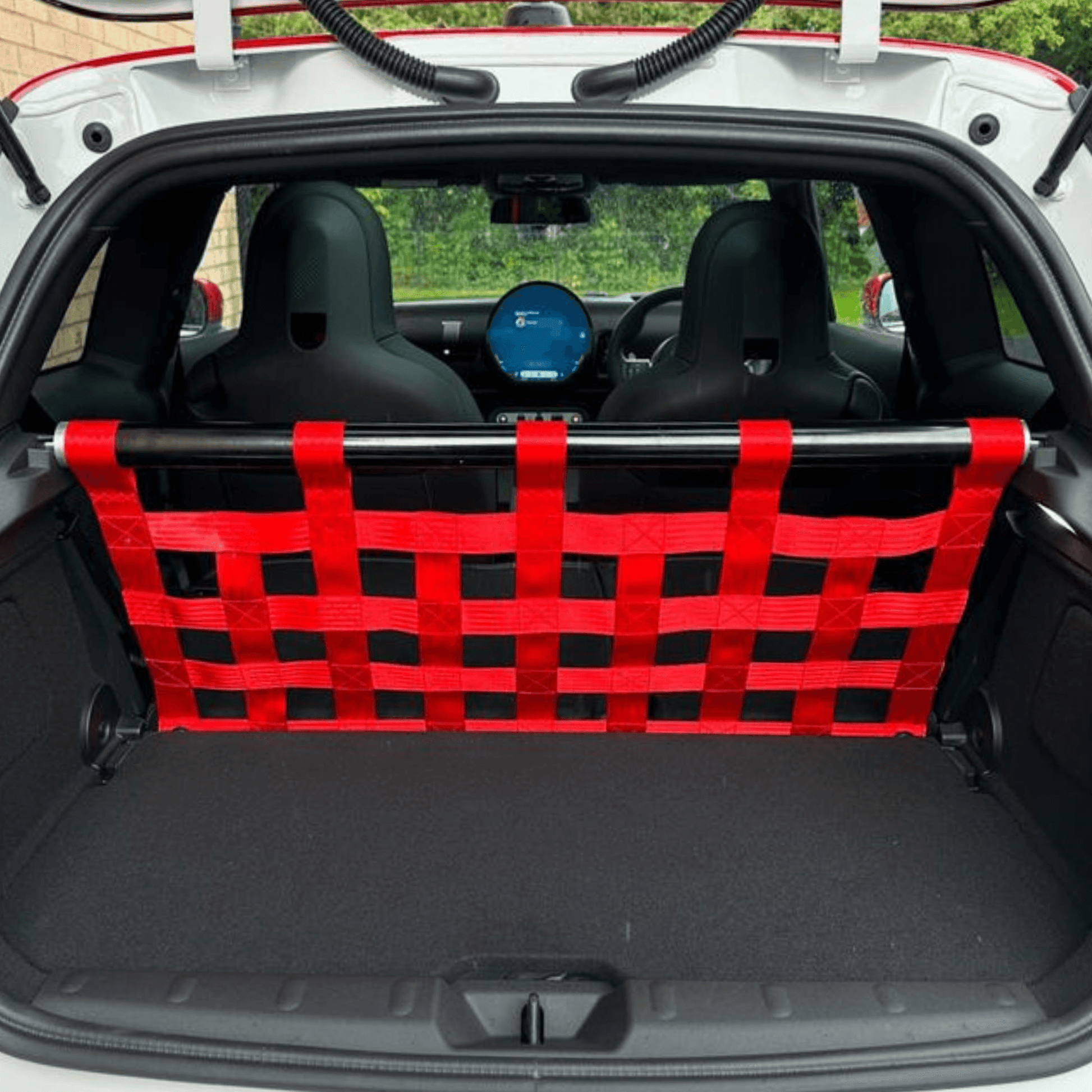 Mini Cooper S F65 F66 Strut bar and Cargo net cargo-nets.co.uk