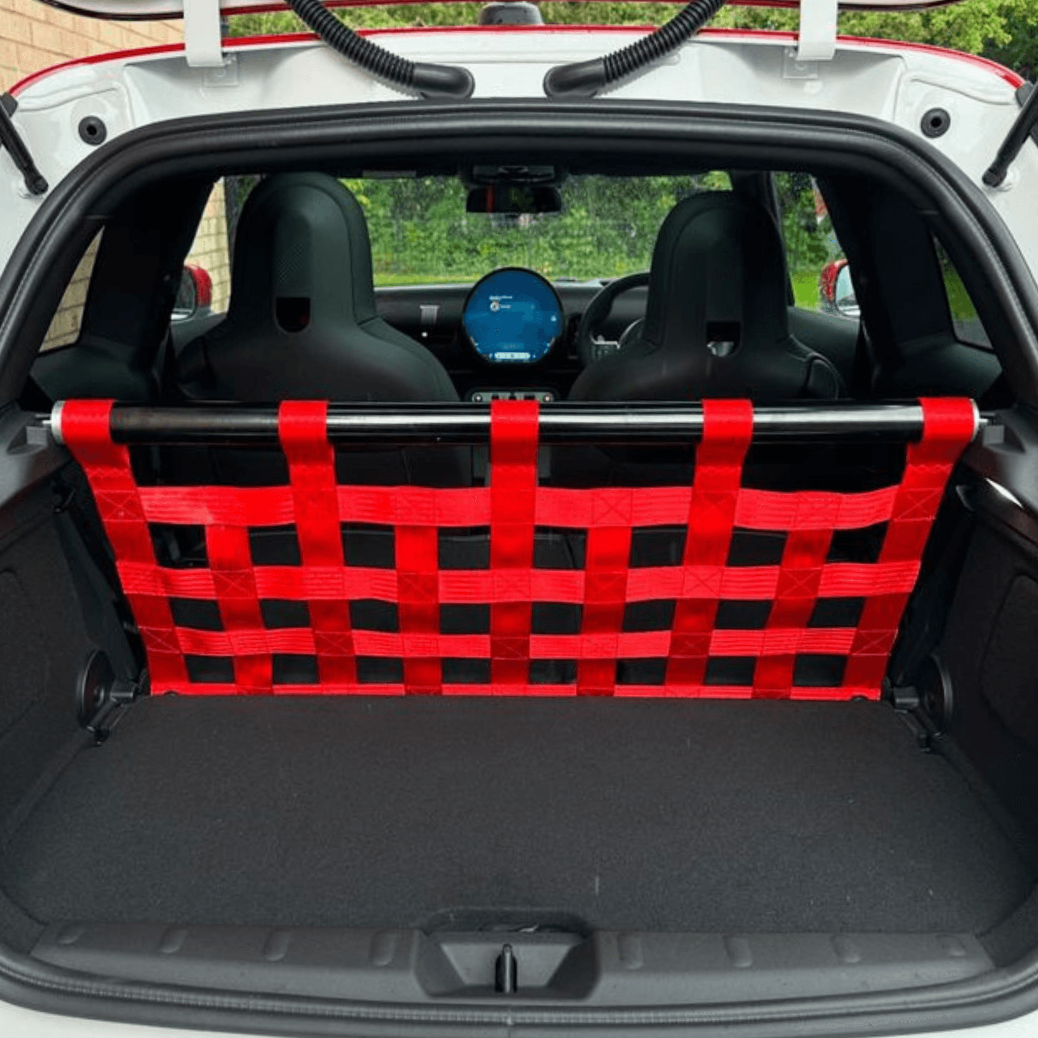 Mini Cooper S F65 F66 Strut bar and Cargo net cargo-nets.co.uk