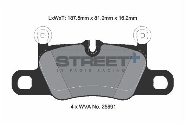PAGID Racing STREET+ PORSCHE 911 (991) Brake Pads - T8275SP2001 Rear