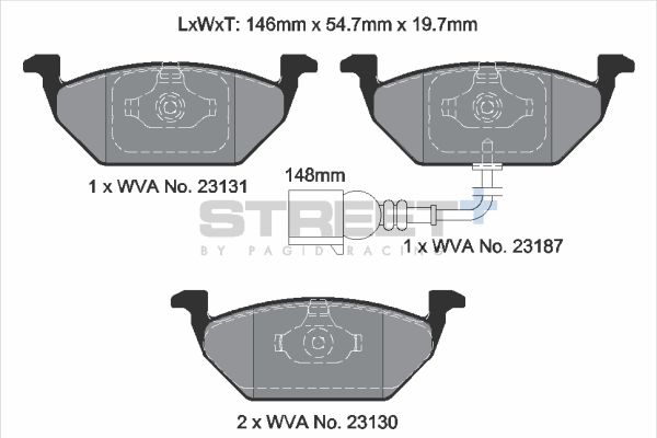 PAGID Racing STREET+ AUDI A2 (8Z0) Brake Pads - T8164SP2001 Front