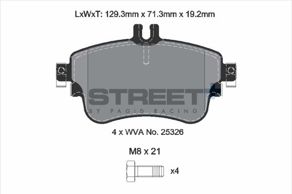 PAGID Racing STREET+ MERCEDES A-CLASS (W176) Brake Pads - T8216SP2001 Front