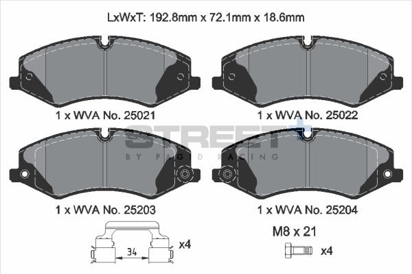 PAGID Racing STREET+ LAND ROVER DEFENDER Station Wagon (L663) Brake Pads - T8103SP2001 Front