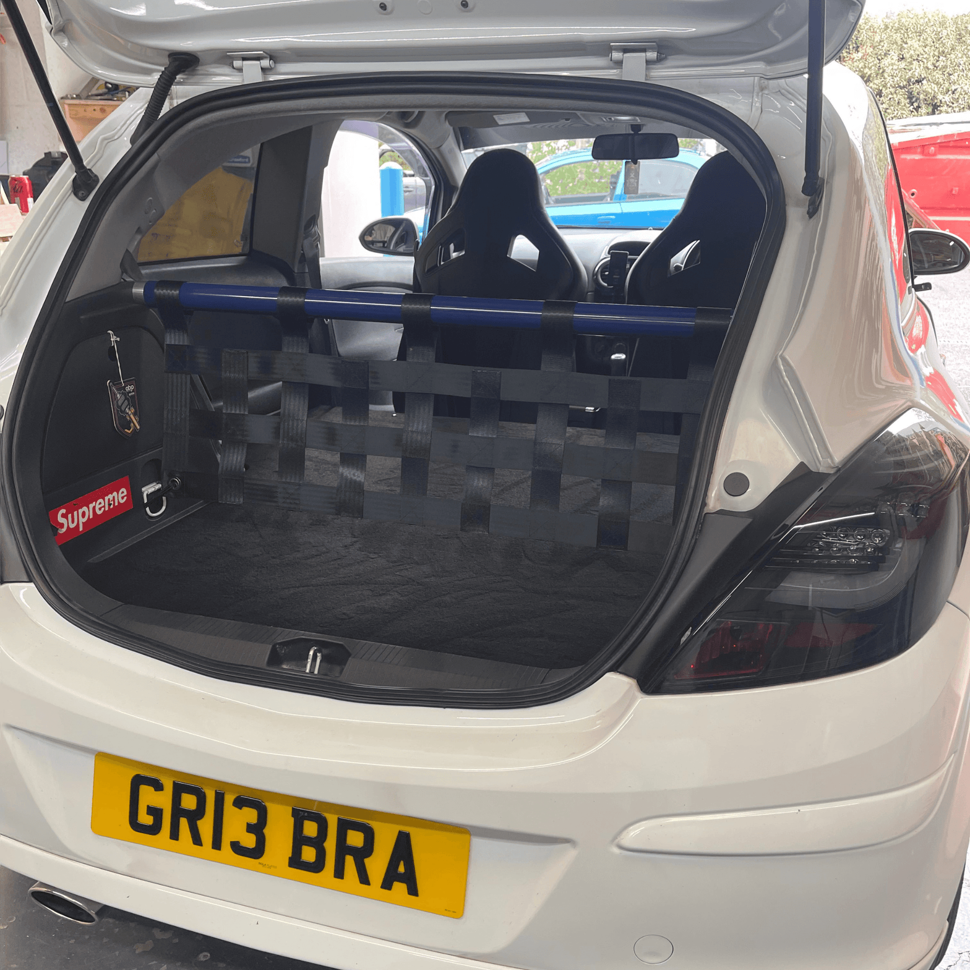 Vauxhall Corsa D Strut bar and Cargo net cargo-nets.co.uk