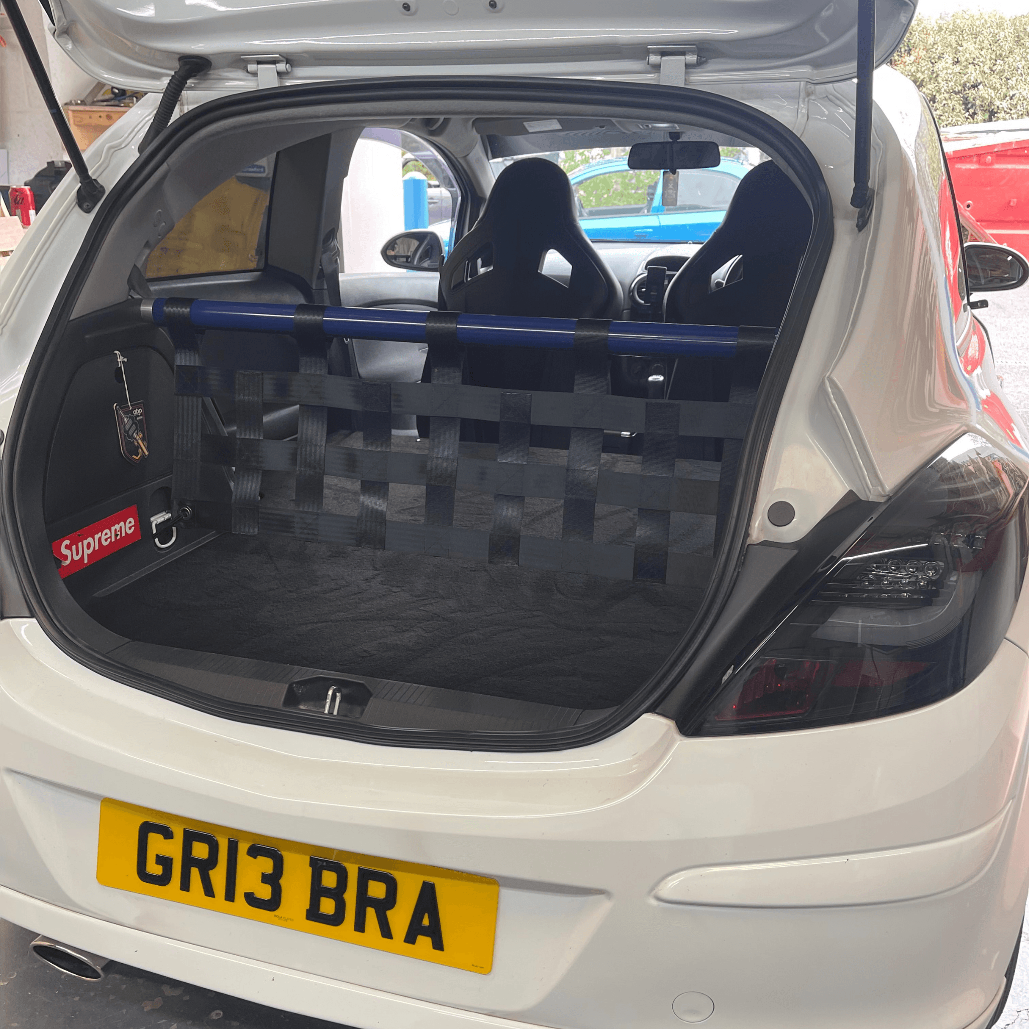Vauxhall Corsa D Strut bar and Cargo net cargo-nets.co.uk