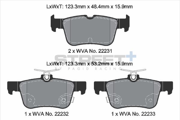 PAGID Racing STREET+ FORD KUGA III (DFK) Brake Pads - T8013SP2001 Rear
