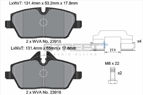 PAGID Racing STREET+ BMW 1 (E81) Brake Pads - T8050SP2001 Front
