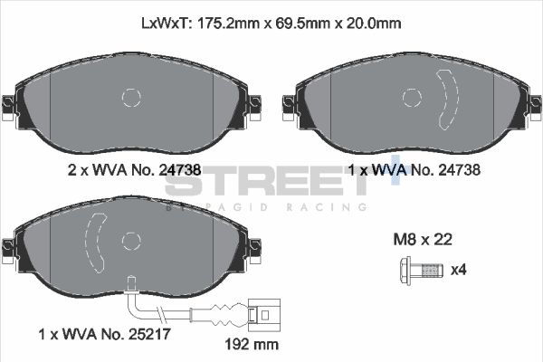 PAGID Racing STREET+ AUDI A3 (8V1, 8VK) Brake Pads - T8192SP2001 Front