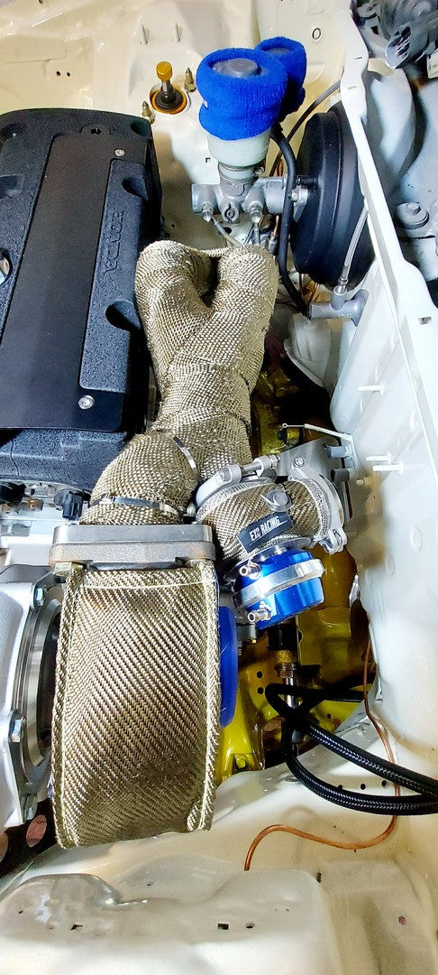 Exoracing external wastegate blanket installed on turbo wastegate