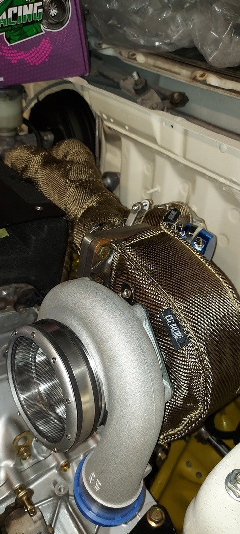 Exoracing wastegate blanket with turbo blanket and exhaust wrap