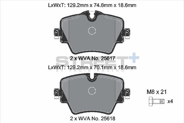 PAGID Racing STREET+ BMW 1 (F40) Brake Pads - T8285SP2001 Front