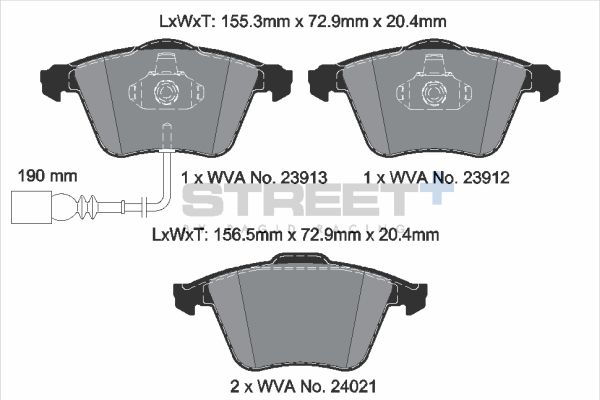 PAGID Racing STREET+ AUDI A3 (8P1) Brake Pads - T8048SP2001 Front