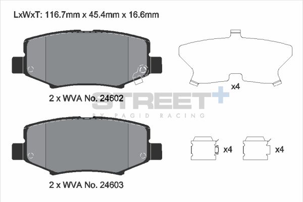 PAGID Racing STREET+ DODGE NITRO Brake Pads - T8081SP2001 Rear