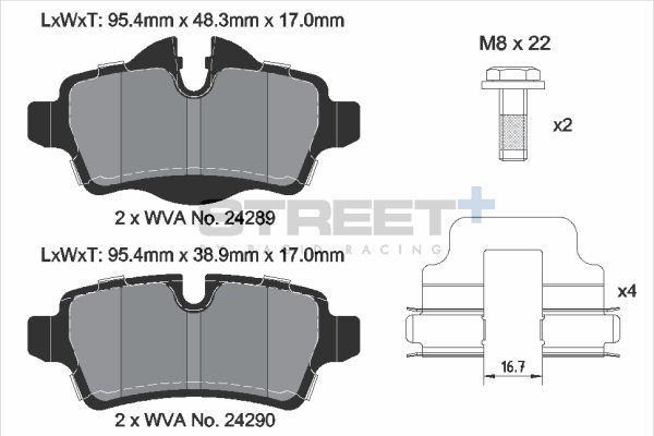 PAGID Racing STREET+ MINI (R56) Brake Pads - T8066SP2001 Rear