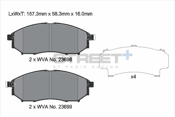 PAGID Racing STREET+ INFINITI EX Brake Pads - T8040SP2001 Front