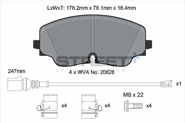 PAGID Racing STREET+ AUDI A3 Limousine (8YS, 8YM) Brake Pads - T8218SP2001 Front