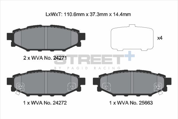 PAGID Racing STREET+ SCION FR-S Coupe Brake Pads - T8065SP2001 Rear