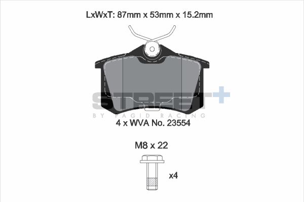 PAGID Racing STREET+ AUDI A4 B6 (8E2) Brake Pads - T8032SP2001 Rear