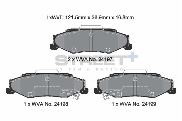 PAGID Racing STREET+ CADILLAC XLR Brake Pads - T8063SP2001 Rear