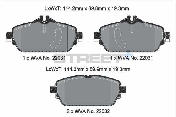 PAGID Racing STREET+ MERCEDES C-CLASS (W205) Brake Pads - T8008SP2001 Front