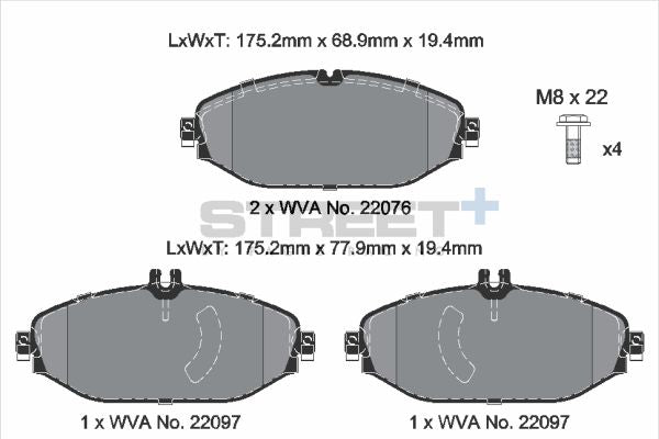 PAGID Racing STREET+ MERCEDES C-CLASS (W205) Brake Pads - T8010SP2001 Front