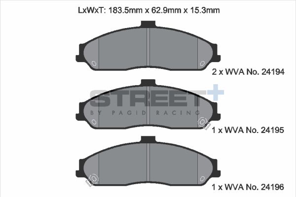 PAGID Racing STREET+ CADILLAC XLR Brake Pads - T8062SP2001 Front