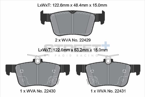 PAGID Racing STREET+ ACURA (GAC) RDX Brake Pads - T8237SP2001 Rear
