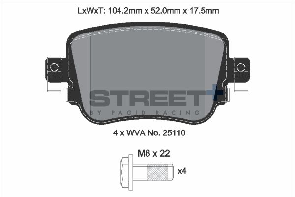 PAGID Racing STREET+ AUDI A1 (8X1, 8XK) Brake Pads - T8108SP2001 Rear