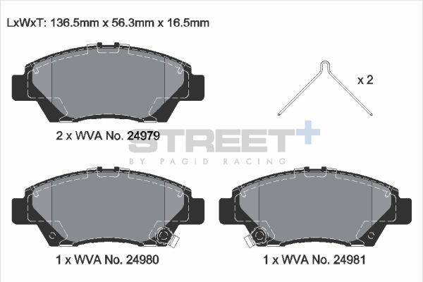 PAGID Racing STREET+ HONDA CITY V Saloon (GM2, GM3) Brake Pads - T8310SP2001 Front