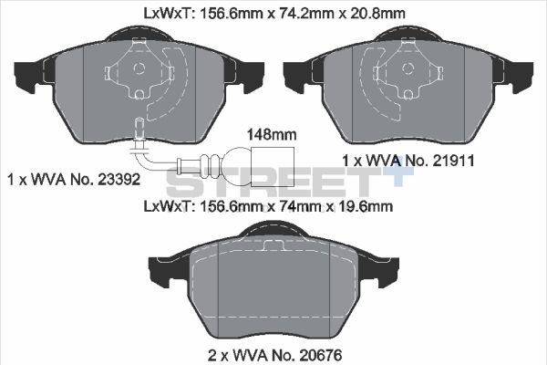 PAGID Racing STREET+ AUDI A3 (8L1) Brake Pads - T8173SP2001 Front