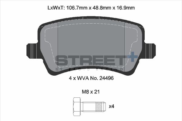 PAGID Racing STREET+ LAND ROVER RANGE ROVER EVOQUE (L538) Brake Pads - T8076SP2001 Rear