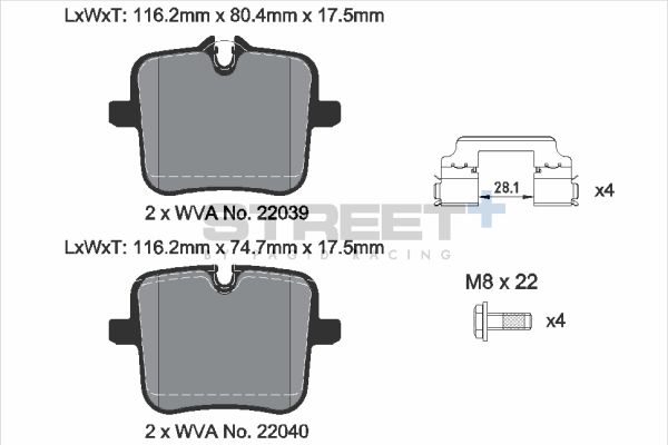PAGID Racing STREET+ ALPINA B7 (G12) Brake Pads - T8268SP2001 Rear