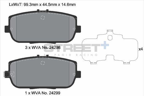 PAGID Racing STREET+ ABARTH 124 Spider Brake Pads - T8302SP2001 Rear