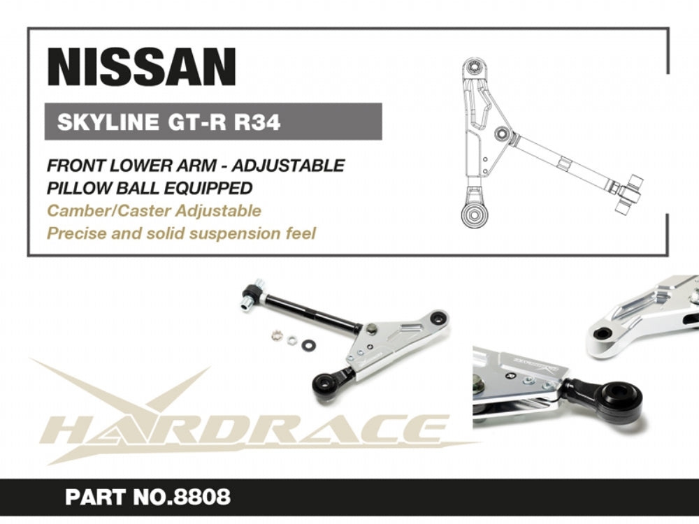 HARDRACE NISSAN SKYLINE GT-R R32/R33/R34 FRONT LOWER ARM ADJUSTABLE PILLOW BALL 2PCS/SET HardRace