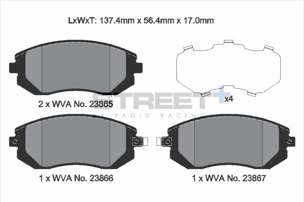 PAGID Racing STREET+ CHEVROLET FORESTER Brake Pads - T8047SP2001 Front