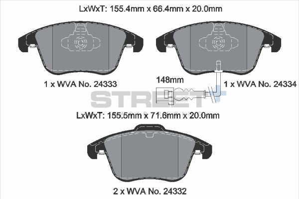 PAGID Racing STREET+ AUDI Q3 (8UB, 8UG) Brake Pads - T8219SP2001 Front