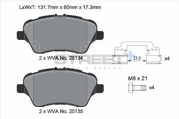 PAGID Racing STREET+ FORD B-MAX (JK) Brake Pads - T8197SP2001 Front