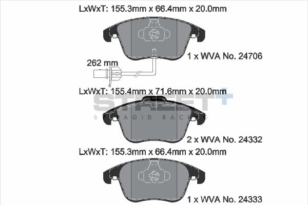 PAGID Racing STREET+ AUDI A4 Allroad B8 (8KH) Brake Pads - T8090SP2001 Front