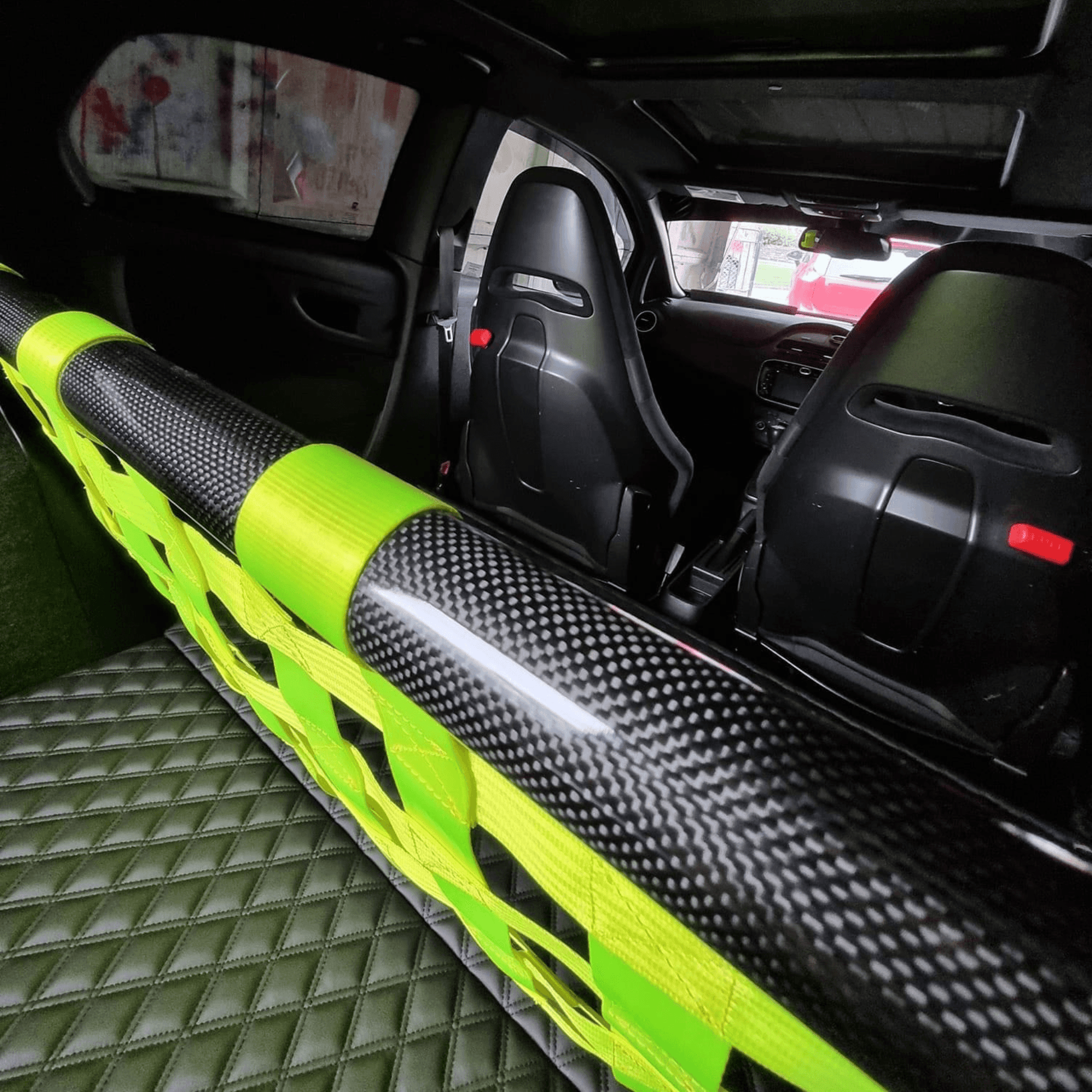 Abarth Punto Strut bar and Cargo net cargo-nets.co.uk