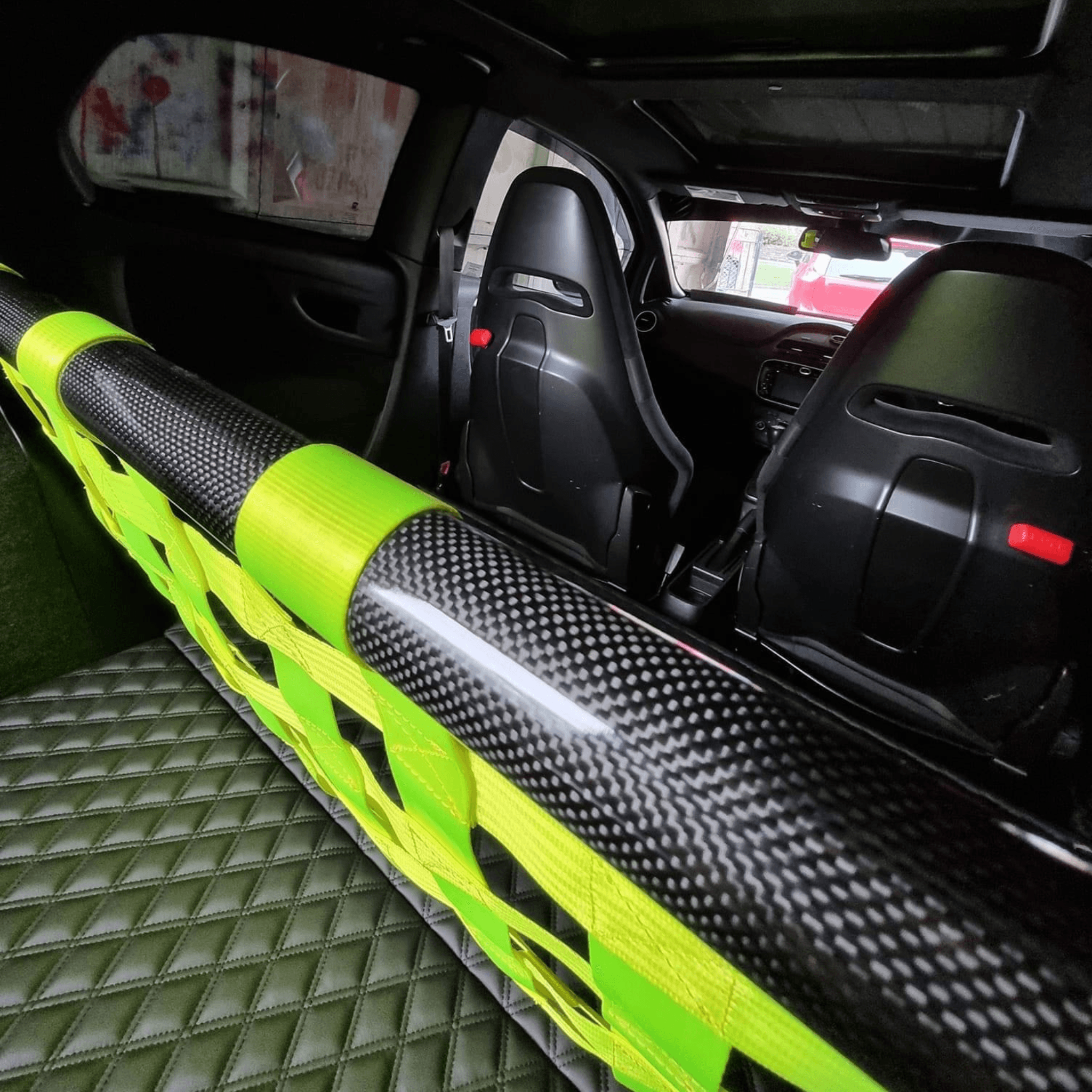 Abarth Punto Strut bar and Cargo net cargo-nets.co.uk