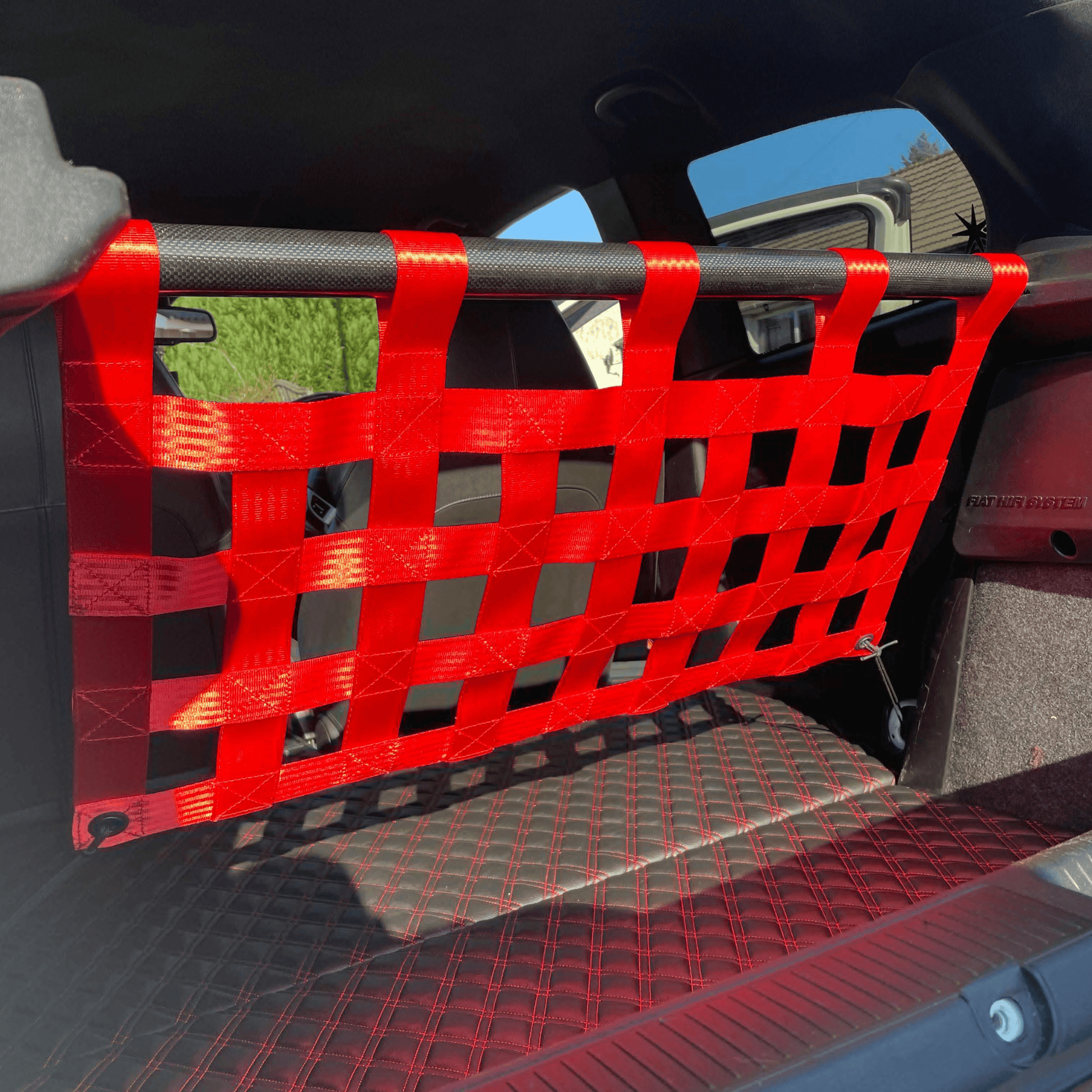 Abarth Punto Strut bar and Cargo net cargo-nets.co.uk